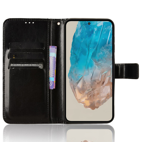 Etui z klapką do Samsung Galaxy M35, Crazy Horse Wallet, czarne