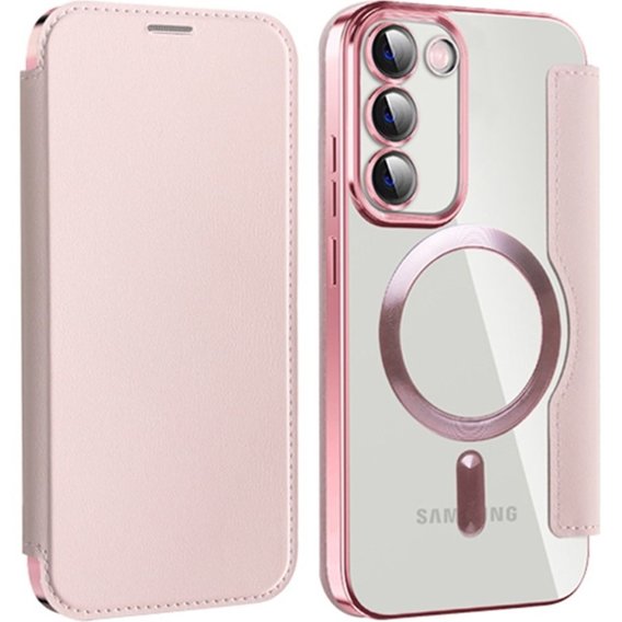 Etui z klapką do Samsung Galaxy S23, Wallet, MagSafe, różowe rose gold