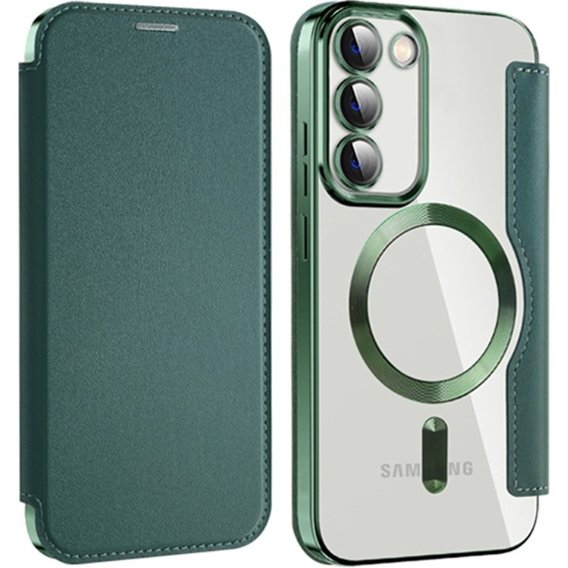 Etui z klapką do Samsung Galaxy S23, Wallet, MagSafe, zielone