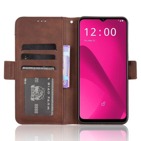 Etui z klapką do T Phone 2 5G, Card Slot, brązowe