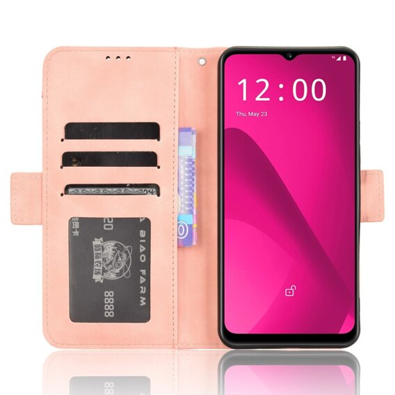 Etui z klapką do T Phone 2 5G, Card Slot, różowe