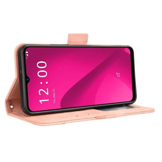 Etui z klapką do T Phone 2 5G, Card Slot, różowe