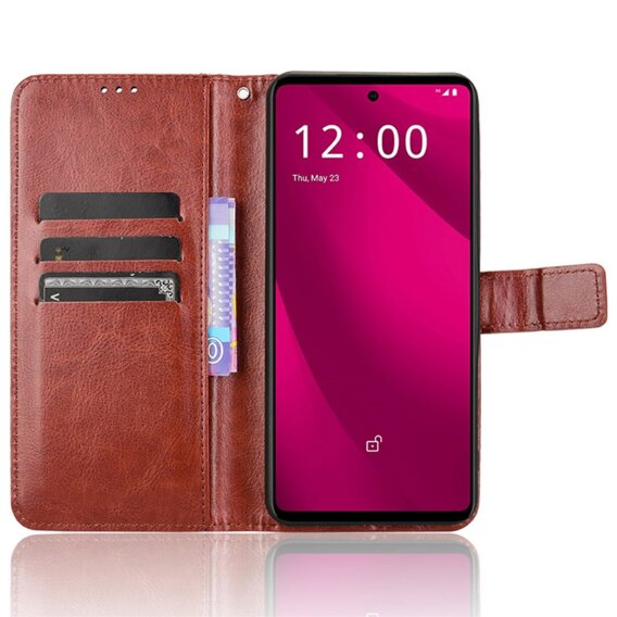 Etui z klapką do T Phone 2 Pro 5G, Crazy Horse Wallet, brązowe