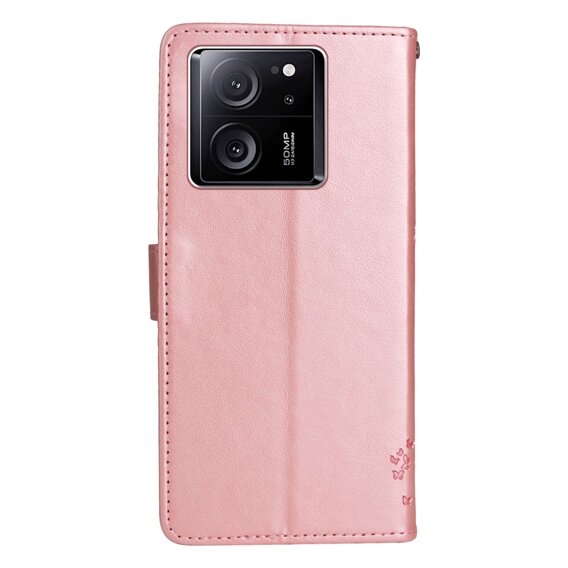 Etui z klapką do Xiaomi 13T / 13T Pro, Butterfly, różowe rose gold