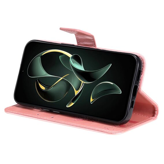 Etui z klapką do Xiaomi 13T / 13T Pro, Butterfly, różowe rose gold