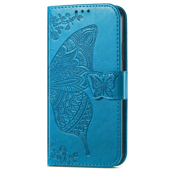 Etui z klapką do Xiaomi 14T, Butterfly, niebieskie