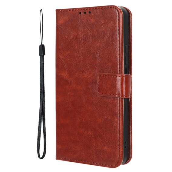 Etui z klapką do Xiaomi 14T, Crazy Horse Wallet, brązowe