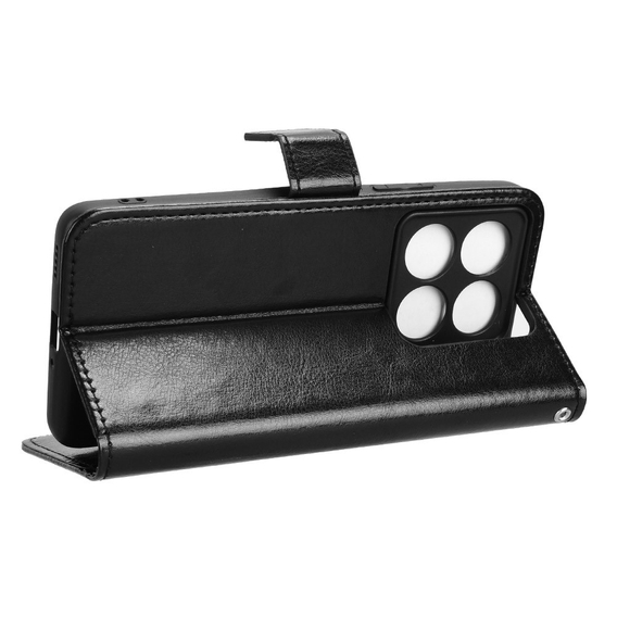 Etui z klapką do Xiaomi 14T, Crazy Horse Wallet, czarne