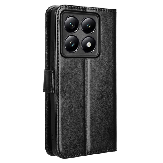 Etui z klapką do Xiaomi 14T, Crazy Horse Wallet, czarne