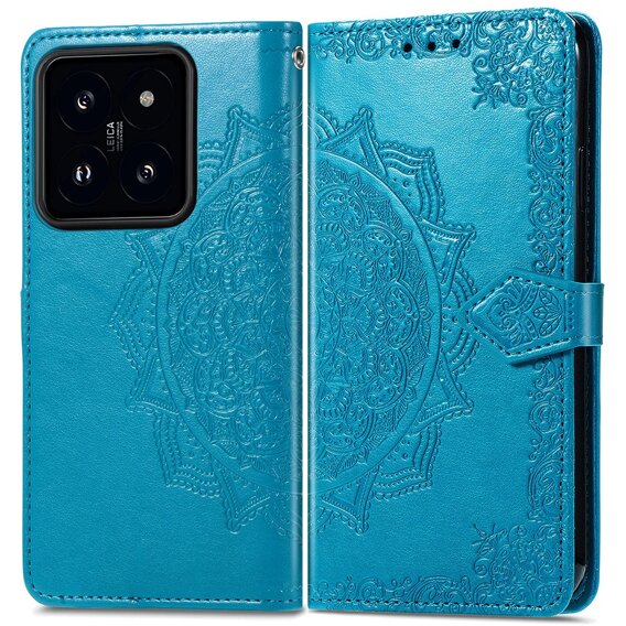 Etui z klapką do Xiaomi 14T, Mandala, niebieskie