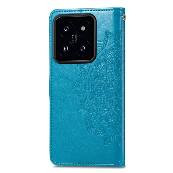 Etui z klapką do Xiaomi 14T, Mandala, niebieskie