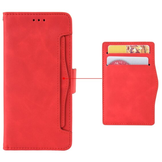 Etui z klapką do Xiaomi 14T Pro, Card Slot, czerwone