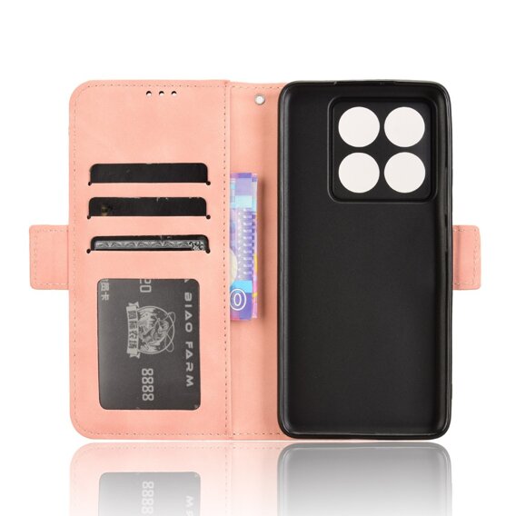 Etui z klapką do Xiaomi 14T Pro, Card Slot, różowe