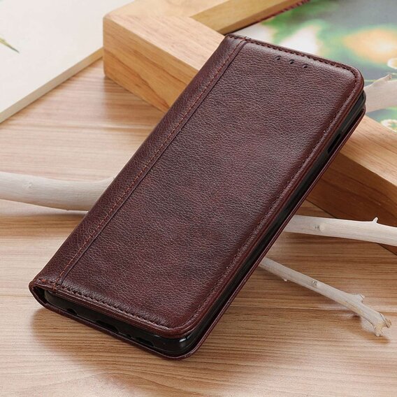 Etui z klapką do Xiaomi Poco F6 Pro, Split Leather, brązowe