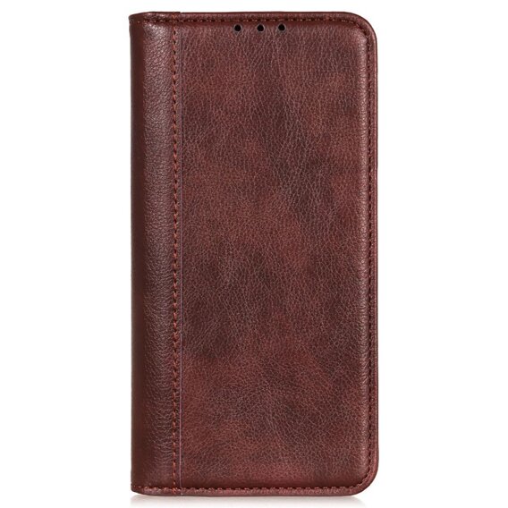 Etui z klapką do Xiaomi Poco F6 Pro, Split Leather, brązowe