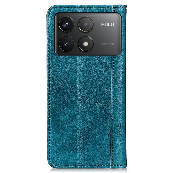 Etui z klapką do Xiaomi Poco F6 Pro, Split Leather, zielone