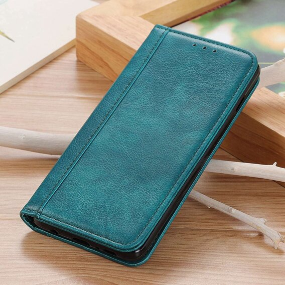 Etui z klapką do Xiaomi Poco F6 Pro, Split Leather, zielone