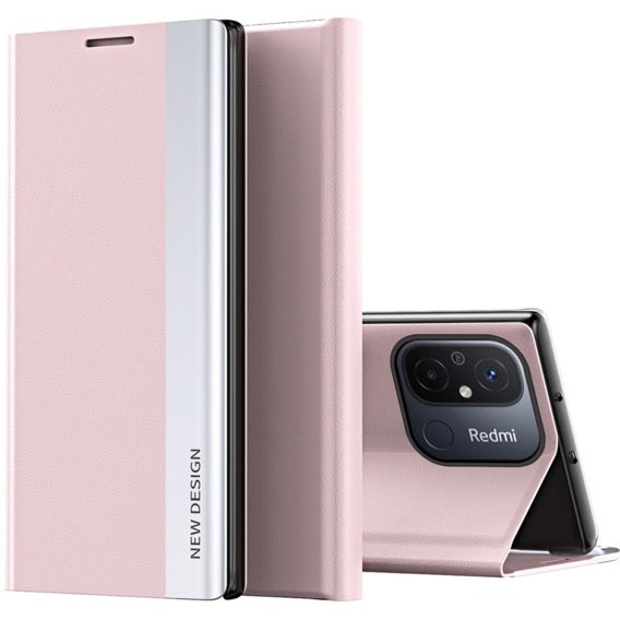 Etui z klapką do Xiaomi Redmi 12C, Side Magnetic, różowe