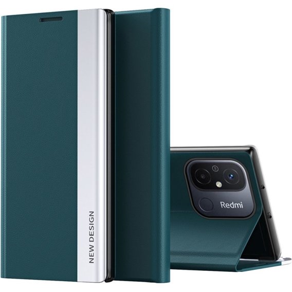 Etui z klapką do Xiaomi Redmi 12C, Side Magnetic, zielone