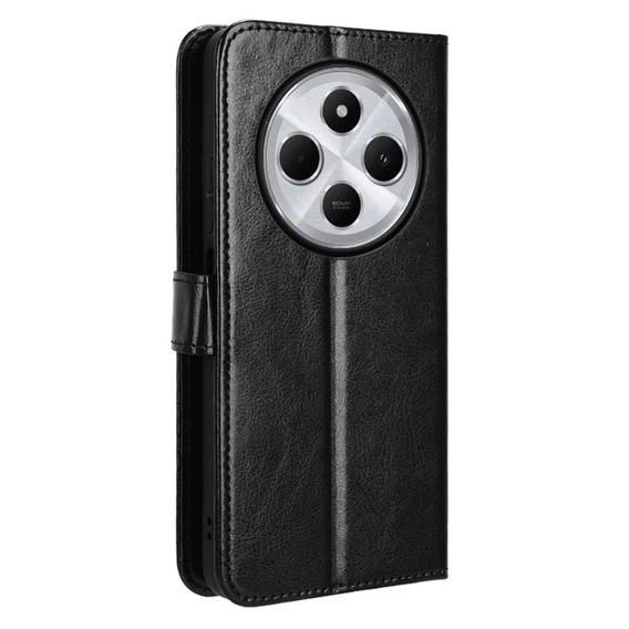 Etui z klapką do Xiaomi Redmi 14C, Crazy Horse Wallet, czarne