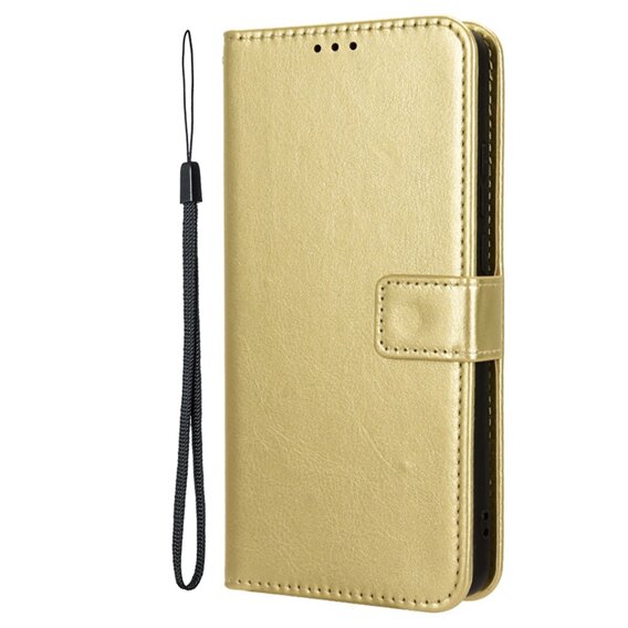 Etui z klapką do Xiaomi Redmi 14C, Crazy Horse Wallet, złote