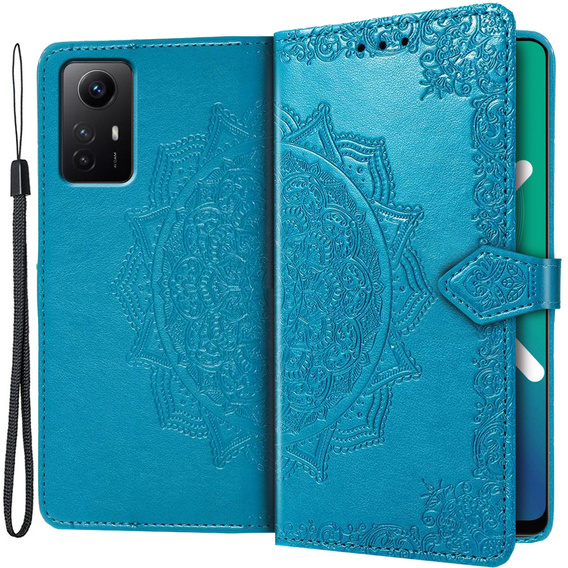Etui z klapką do Xiaomi Redmi Note 12S, Mandala, niebieskie