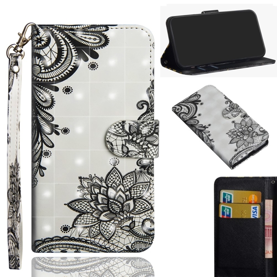Etui z klapką do Xiaomi Redmi Note 8 Pro, Wallet, Flowers białe