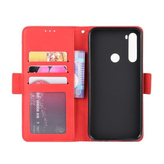 Etui z klapką do Xiaomi Redmi Note 8T, Card Slot, czerwone
