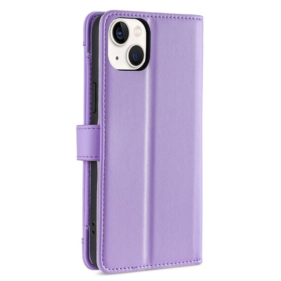 Etui z klapką do iPhone 14, Wallet Zipper Pocket, fioletowe