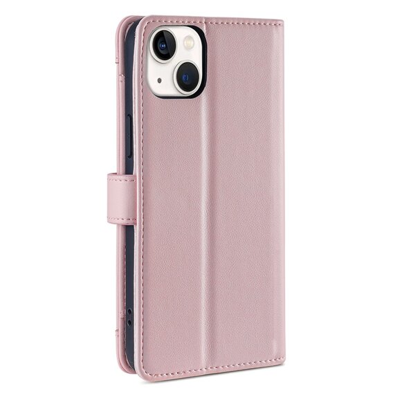 Etui z klapką do iPhone 14, Wallet Zipper Pocket, różowe