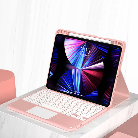 Etui z klawiaturą do iPad Air 10.9 4 2020 / 5 2022, Touchpad, różowe rose gold