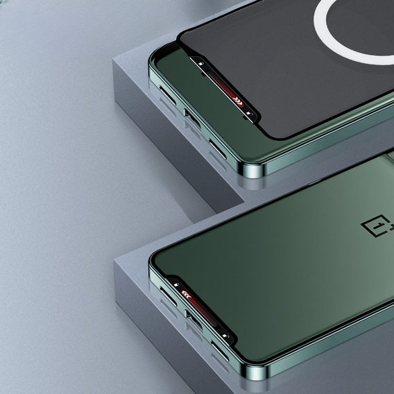 Etui z ochroną aparatu do OnePlus 11 5G, CamShield MagSafe, przezroczyste / zielone