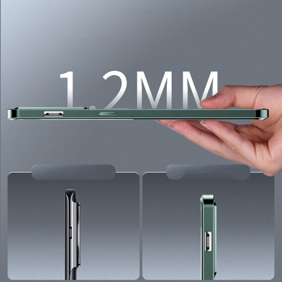 Etui z ochroną aparatu do OnePlus 12 5G, CamShield MagSafe, przezroczyste / zielone