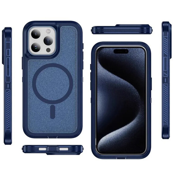 Etui z ramką do iPhone 15 Pro Max, do MagSafe, niebieskie