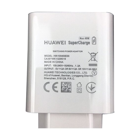 Oryginalna Ładowarka Sieciowa Huawei SuperCharge HW-100400, 40W, White (Bulk)