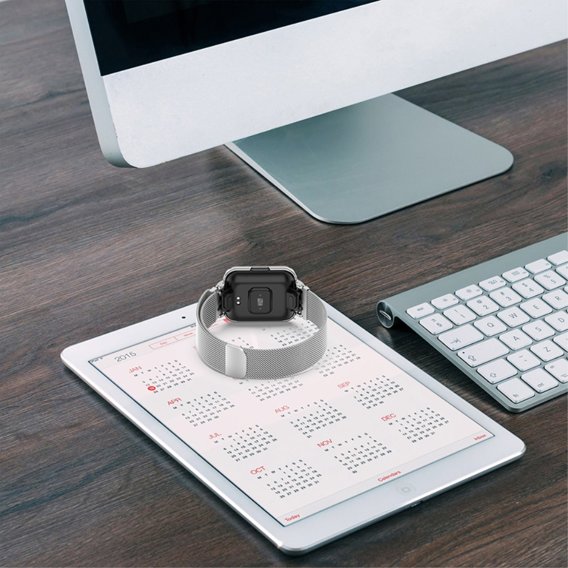 Pasek Bransoleta Milanese z Etui do Xiaomi Redmi Watch 2 Lite, Srebrny