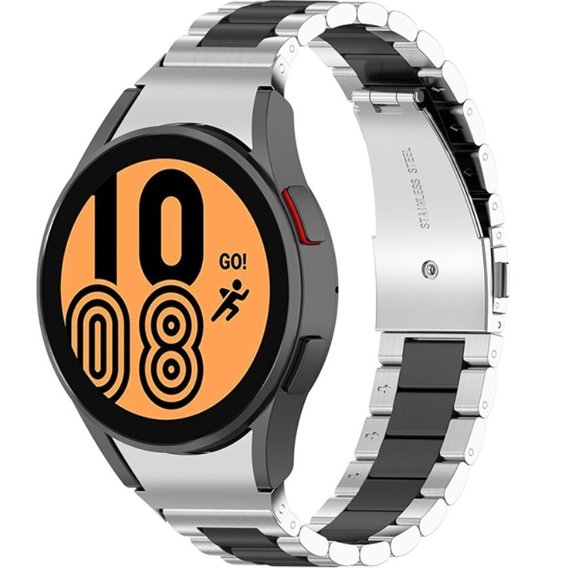 Pasek Bransoleta do Samsung Galaxy Watch 4/5/6 40/42/43/44/45/46/47mm, Czarna / Srebrna