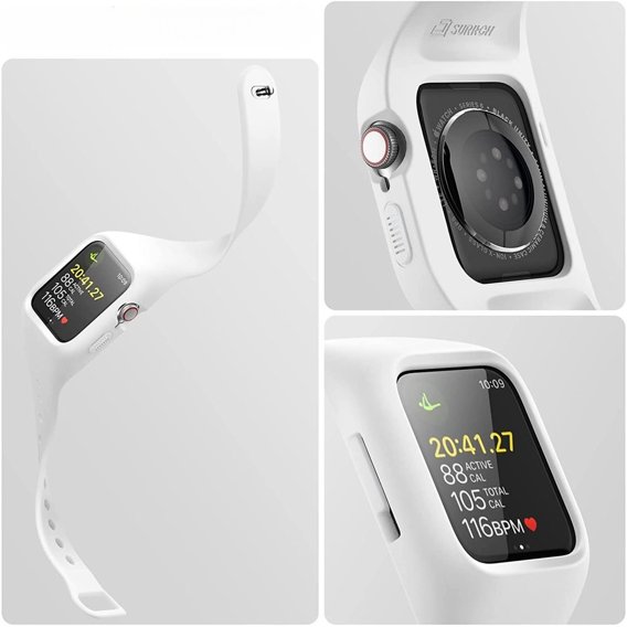 Pasek + Etui Suritch do Apple Watch 1/2/3/4/5/6/SE 38/40mm, biały