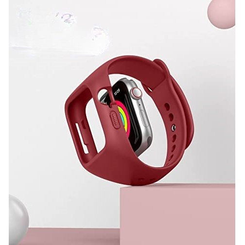 Pasek + Etui Suritch do Apple Watch 4/5/6/7/8/SE 44/45mm, czerwony