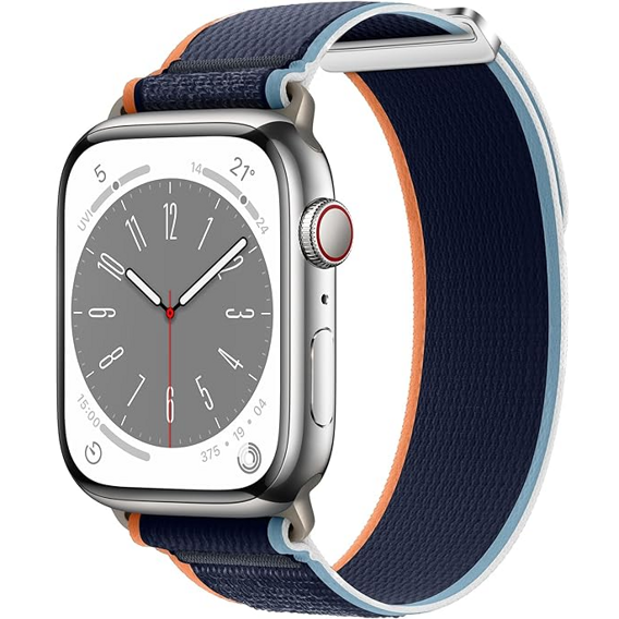 Pasek Nylonowy do Apple Watch 1/2/3/4/5/6/7/8/9/SE/ULTRA ULTRA 2 42/44/45/49mm, Granatowy/Pomarańczowy