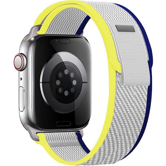 Pasek Nylonowy do Apple Watch 1/2/3/4/5/6/7/8/SE/ULTRA 42/44/45/49mm, Szary / Żółty