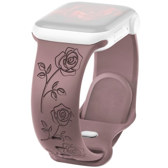 Pasek Silikonowy do Apple Watch 1/2/3/4/5/6/7/8/9/SE 38/40/41/mm, Rose, Fioletowy