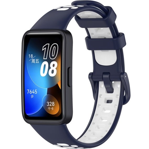 Pasek Silikonowy do Huawei Band 8 / Huawei Band 9, Granatowy / Biały