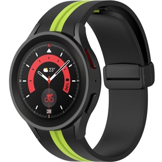 Pasek Silikonowy do Samsung Galaxy Watch 4/5/6 40/42/43/44/45/46/47mm, Czarny / Limonkowy