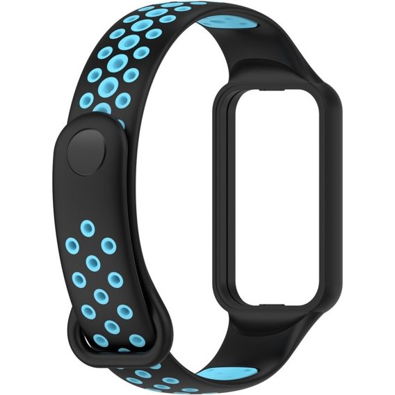 Pasek Silikonowy do Xiaomi Redmi Smart Band 2 / Xiaomi Smart Mi Band 8 Active, Czarny / Niebieski