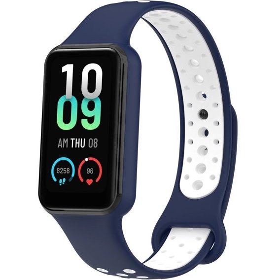 Pasek Silikonowy do Xiaomi Redmi Smart Band 2 / Xiaomi Smart Mi Band 8 Active, Granatowy / Biały