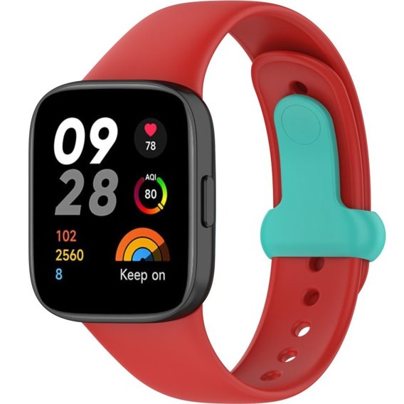 Pasek Silikonowy do Xiaomi Redmi Watch 3, Czerwony / Turkusowy