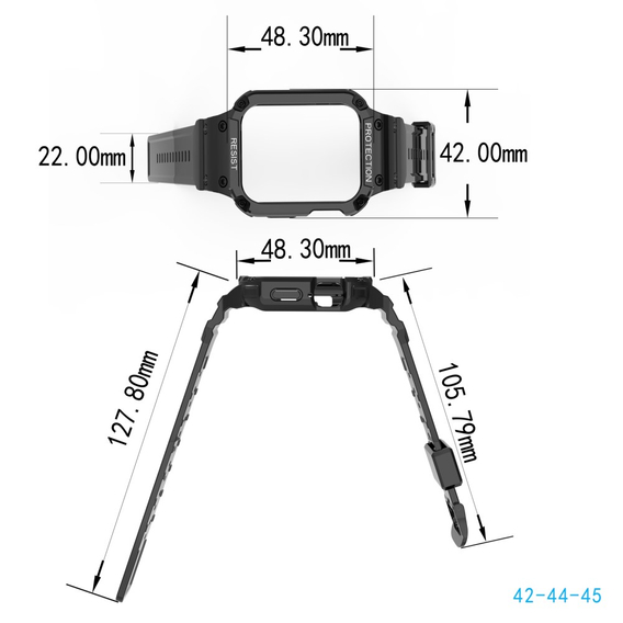 Pasek Silikonowy z Etui do Apple Watch 3/4/5/6/7/SE 42/44/45 mm, Black