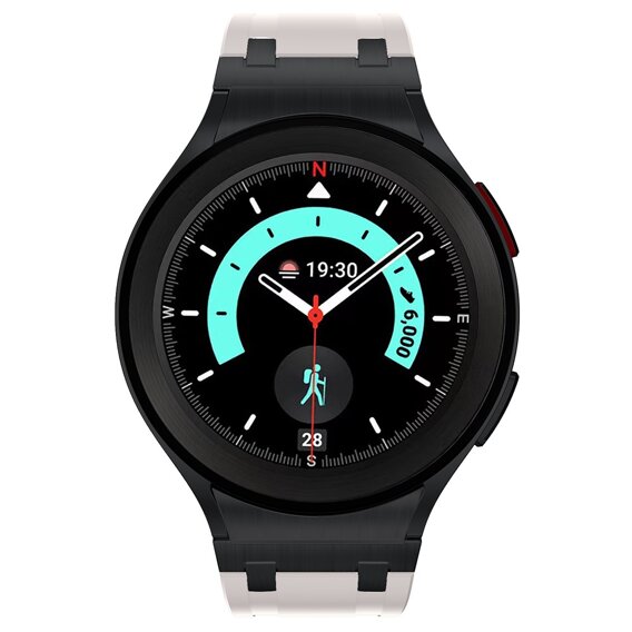 Pasek silikonowy do Samsung Galaxy Watch 4/5/6 40/42/43/44/45/46/47mm, Beżowy / czarna klamra