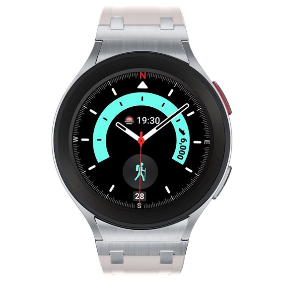 Pasek silikonowy do Samsung Galaxy Watch 4/5/6 40/42/43/44/45/46/47mm, Beżowy / srebrna klamra